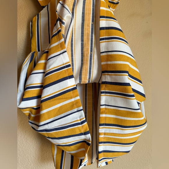 Little lass size 3t little girls sleeveless navy and mustard striped dress - Picture 5 of 5